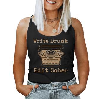 Write Drunk Edit Sober Women Tank Top Basic Casual Daily Weekend Graphic - Thegiftio UK