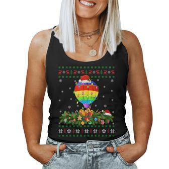 Xmas Lighting Tree Santa Ugly Hot Air Balloon Christmas Women Tank Top | Mazezy