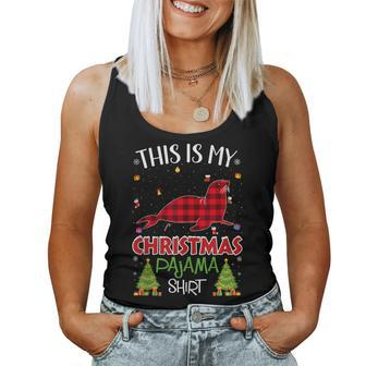 Xmas Tree With Light Seal Ugly Christmas Sweater Women Tank Top - Monsterry DE
