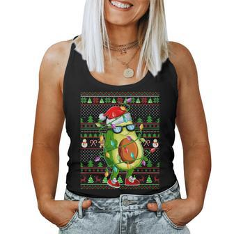 Xmas Ugly Sweater Style Lighting Avocado Christmas Women Tank Top - Seseable
