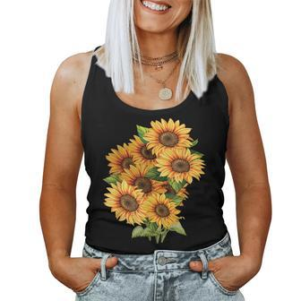 Yellow Sunflower Cute Summer Sun Flowers Floral Positivity Sun Women Tank Top | Mazezy