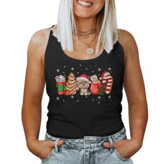Yorkie Dog Christmas Pajamas Coffee Latte Xmas Tree Women Tank Top - Seseable