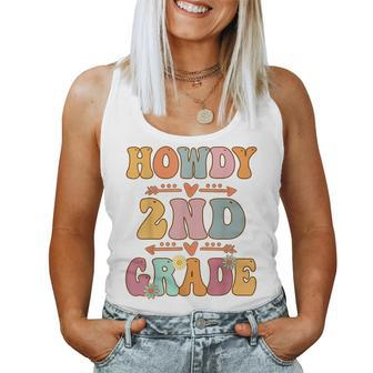 2Nd Grade Howdy Retro Groovy Vintage First Day Of School Women Tank Top | Mazezy