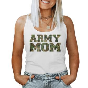 Army Mom Distressed Font With Army Pattern Mom Of Us Army Women Tank Top | Mazezy