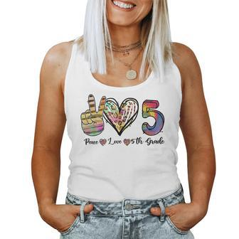Back To School Peace Love Fifth Grade 5Th Grade Teacher Kids Women Tank Top Basic Casual Daily Weekend Graphic - Seseable
