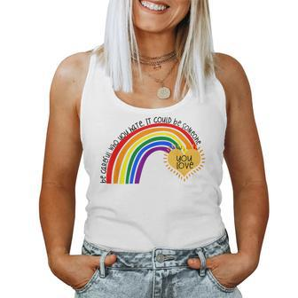 Be Careful Who You Hate Pride Rainbow Gay Pride Ally Lgbtq Women Tank Top Basic Casual Daily Weekend Graphic - Seseable