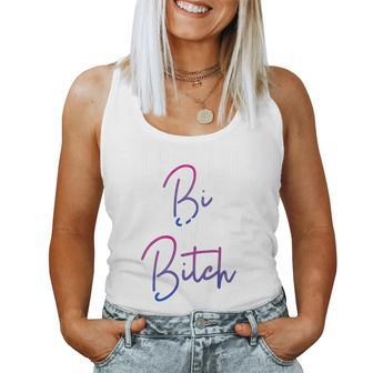 Bisexual Pride Flag Colors I Put The Bi In Bitch Quote Women Tank Top | Mazezy