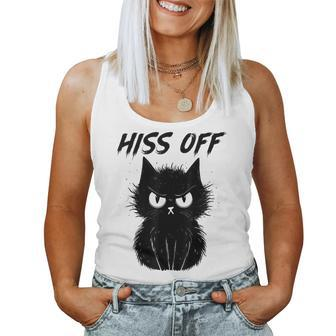 Black Cat Hiss Off For Meow Cat Women Tank Top | Mazezy