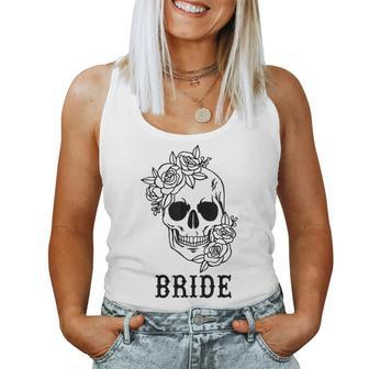 Bride Groom Floral Skull Halloween Wedding Bachelorette Women Tank Top - Thegiftio UK