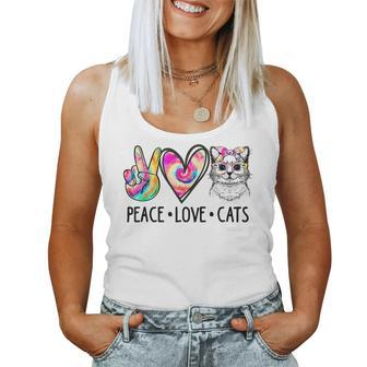 Cat Rescue Adopt A Cat Cat Mom Tie Dye Peace Love Cat For Mom Women Tank Top | Mazezy