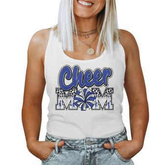 Cheer Mom Blue Leopard Letters Cheer Pom Poms Women Tank Top | Mazezy CA