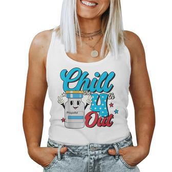 Chill The Fourth Out Retro 4Th Of July Nurse Squad Women Tank Top | Mazezy
