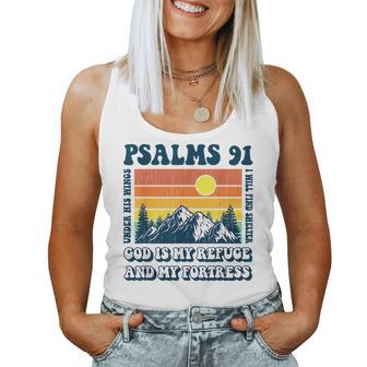 Christian Bible Verse Psalms 91 Religious God Is My Refuge Women Tank Top Basic Casual Daily Weekend Graphic - Thegiftio UK