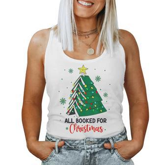 Christmas Book Tree Retro All Booked For Christmas Women Women Tank Top - Seseable