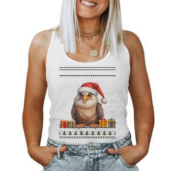 Christmas Eagle Santa Hat Ugly Christmas Sweater Women Tank Top - Monsterry