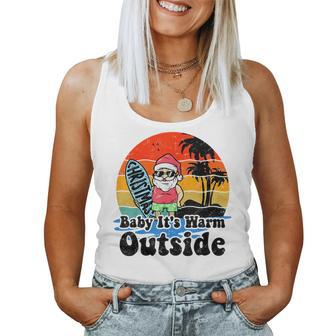 Christmas In July Party Baby Its Warm Outside Surfing Santa Women Tank Top Weekend Graphic - Seseable