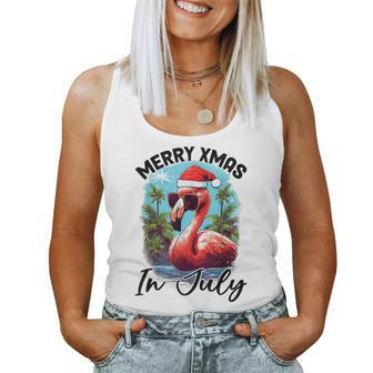 Christmas In July For Women Pink Flamingo Summer Vacation Flamingo Women Tank Top | Mazezy