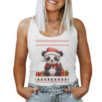 Christmas Panda Santa Hat Ugly Christmas Sweater Women Tank Top - Monsterry AU