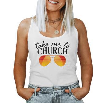 Take Me To The Church Cool Sunglasses Religious Christian Women Tank Top