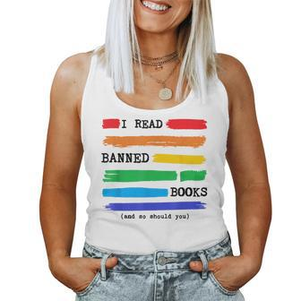 Colorful I Read Banned Books Rainbow Banned Books Week 2023 Women Tank Top Basic Casual Daily Weekend Graphic - Thegiftio UK