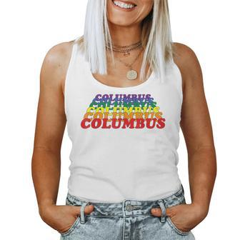 Columbus City Gay Pride Rainbow Word Women Tank Top | Mazezy