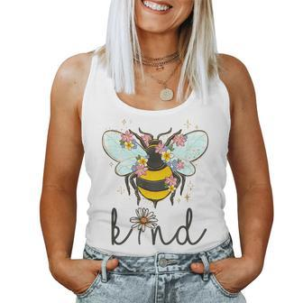 Cool Bee Kind Flower Bumble Bee Girls Women Tank Top | Mazezy