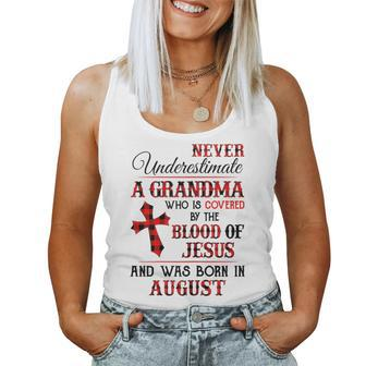 Covered By The Blood Of Jesus And Was Born In August Gift For Womens Women Tank Top Basic Casual Daily Weekend Graphic - Seseable