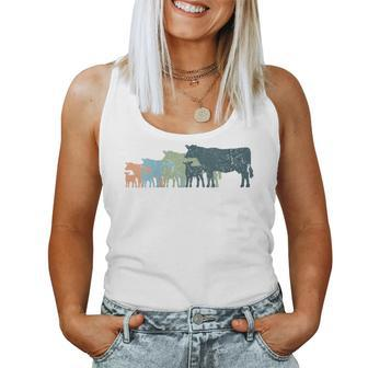 Cow Mom & Dad Silhouette Cattle Vintage Dexter Women Tank Top | Mazezy