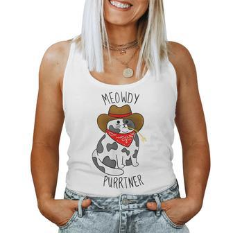 Cowboy Cat Meowdy Purrtner Western Sarcastic Partner Women Tank Top - Seseable