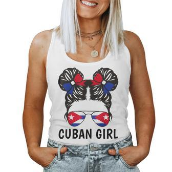 Cuban Girl Messy Hair Cuba Flag Cubanita Youth Women Tank Top - Thegiftio UK