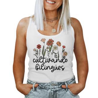 Cultivando Bilingues Dual Language Crew Bilingual Teacher Women Tank Top Basic Casual Daily Weekend Graphic - Thegiftio UK