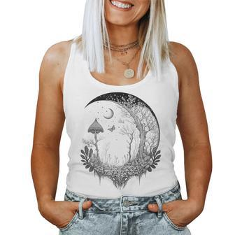 Cute Fairycore Floral Moon Aesthetic Girls Graphic Women Tank Top - Seseable