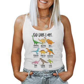 Cute God Says I Am Dinosaur Lover Funny Christian Kids Boys Women Tank Top Basic Casual Daily Weekend Graphic - Seseable