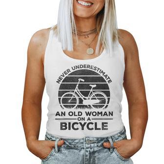 Cyclist Women Never Underestimate An Old Woman On A Bicycle Women Tank Top Basic Casual Daily Weekend Graphic - Seseable