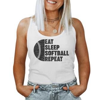 Eat Sleep Softball Repeat Ns Girls Boys Kids Men Women Softball Women Tank Top | Mazezy AU