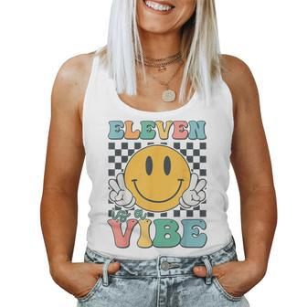 Eleven Is A Vibe 11Th Birthday Smile Face Hippie Boys Girls Women Tank Top - Thegiftio UK