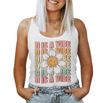 Eleven Is A Vibe Groovy 11Th Birthday Party Daisy Flower Women Tank Top - Seseable