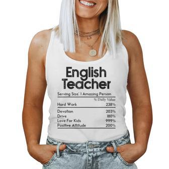 English Teacher Nutrition Facts Teachers Women Tank Top | Mazezy