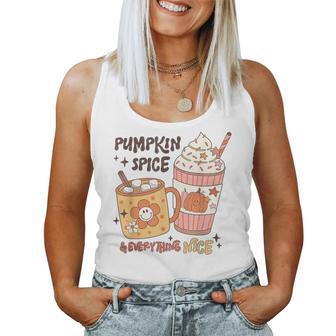 Fall Coffee Pumpkin Spice Latte Iced Warm Cozy Autumn Orange Women Tank Top - Seseable