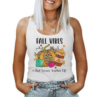 Fall Vibes & That Science Teacher Life Leopard Pumpkin Women Tank Top | Mazezy