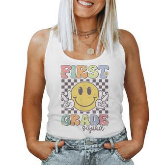 First Grade Squad Smile Face 1St Grade Back To School Women Tank Top - Monsterry
