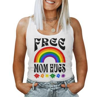 Free Mom Hugs Gay Pride Lgbt Retro Rainbow Flower Hippie Women Tank Top | Mazezy