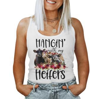 Floral Heifer Hanging With My Heifer Cow Castle Farmer Women Tank Top - Seseable