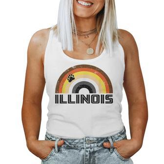 Gay Bear Illinois Rainbow Pride Vintage Distressed Women Tank Top | Mazezy