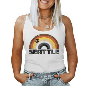 Gay Bear Seattle Rainbow Pride Vintage Distressed Women Tank Top | Mazezy