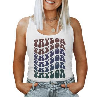 Girl Taylor Retro First Name Personalized Groovy Birthday Women Tank Top - Seseable