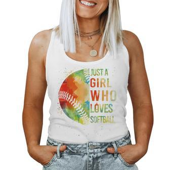 Girl Who Loves Softball- Catcher Pitcher Youth Women Women Tank Top Weekend Graphic - Monsterry UK