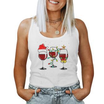 Glass Wine Drinking Holiday Christmas Wine Team Women Tank Top | Mazezy