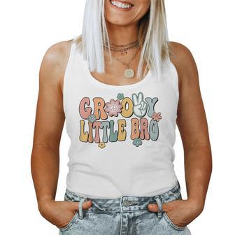 Groovy Little Bro Retro Brother Matching Family 1St Birthday Women Tank Top | Mazezy