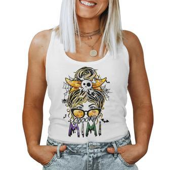 Groovy Spooky Mimi Messy Bun Witch Mom Halloween Women Tank Top | Mazezy CA